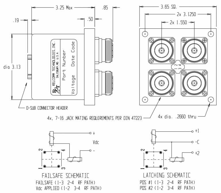 RTLSeries, High Power Transfer Relay W/ 7/16 DIN Connectors